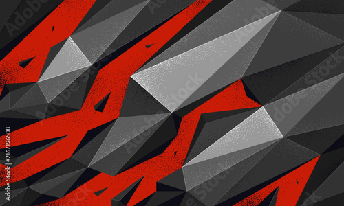 Картината върху платно Polygonal dynamic chaos shapes vector abstract background, low poly 3D dimensional wallpaper with broken form in motion and energy