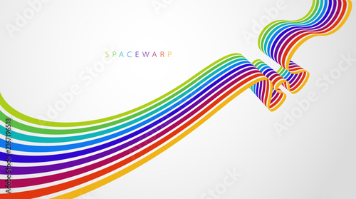 Cuadro en lienzo Abstract rainbow lines in 3D perspective, vector background with colorful stripes, children preschool education theme, positive and bright design
