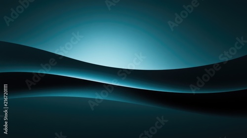 Abstract Teal Blue Wavy Lines Background with Subtle Glow.