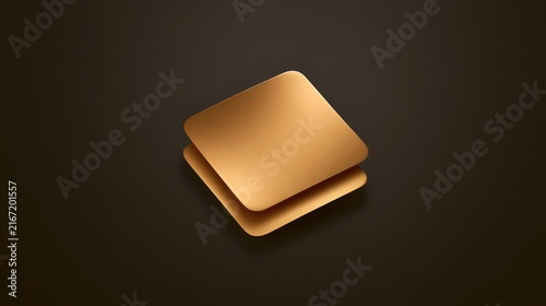 Abstract Golden Square Layers on Dark Background.