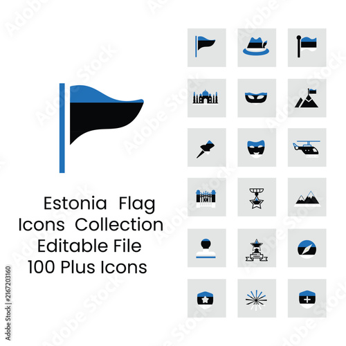Estonia flags icons 18 styles