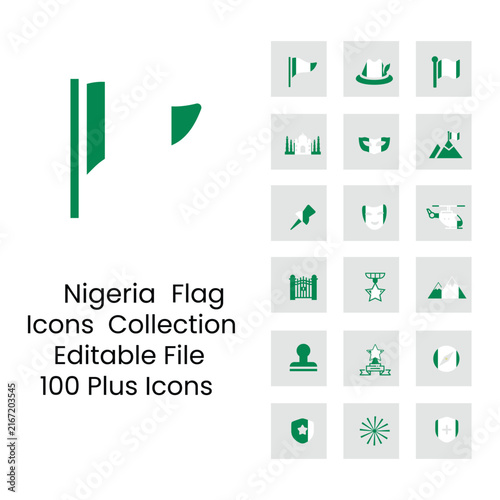 Nigeria flags icons 18 styles