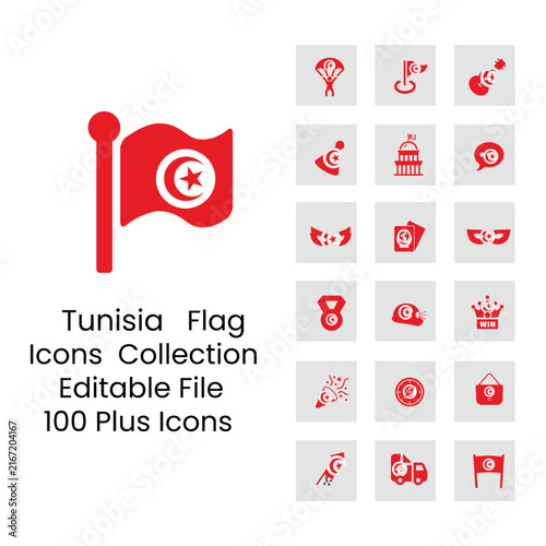 Tunisia flag icons in different styles