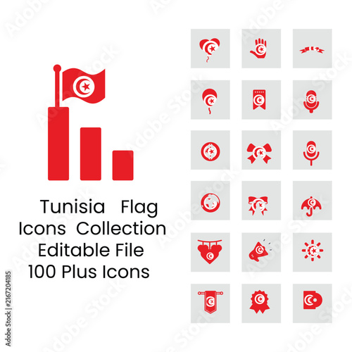 Tunisia flag icons in new design