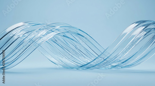 Abstract blue wave lines flowing on a soft light background