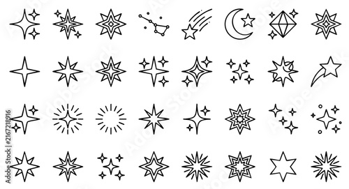 Star and Sparkle Vector Icon Set – Celestial Decorative Symbols Collection