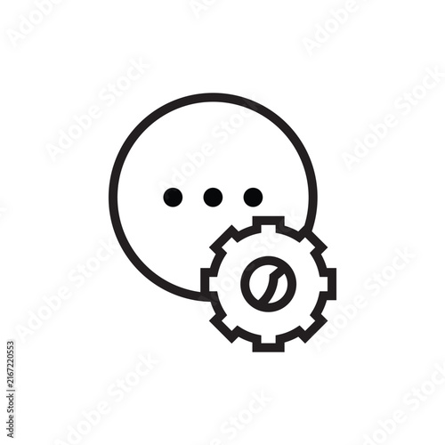 Chat Bubble with Gear Line Icon for Messaging Settings Vector