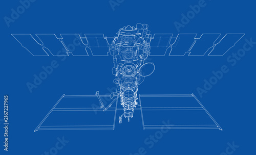 blueprint of a space station. Vector