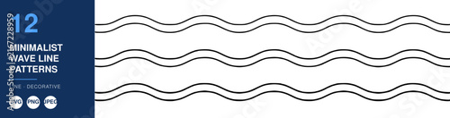 Minimalist Wave Line Patterns Nameplate, Decorative Design Elements, Simple Line Art for Branding and Graphic Design.