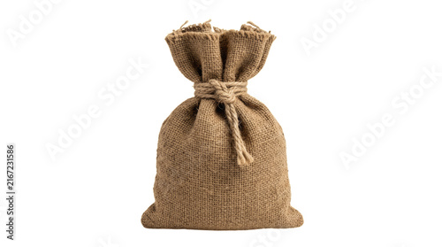 Small burlap sack tied with a rope string