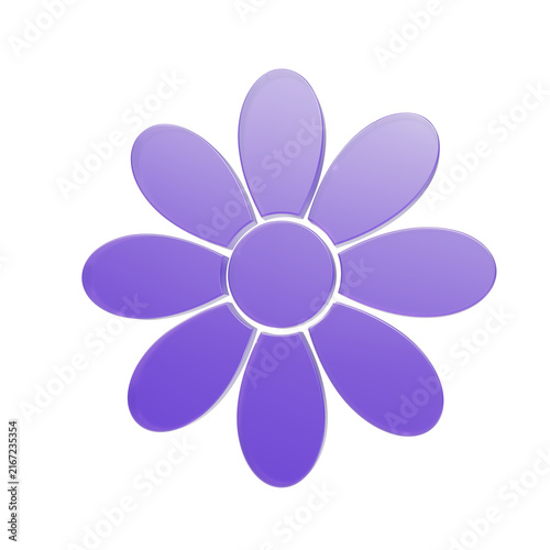 Purple 3D glass daisy flower with center icon isolated PNG