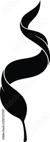 Abstract Black Smoke Element, Stylized Rising Soot Plume Icon, Elegant Wavy Smoke Silhouette Vector Illustration, Decorative Swirl Graphic Design isolated on White Background