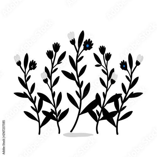 flat vector illustration of a botanical flower collection silhouette