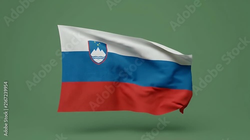 Slow-motion waving Russia national flag isolated on green background for sports and politics
