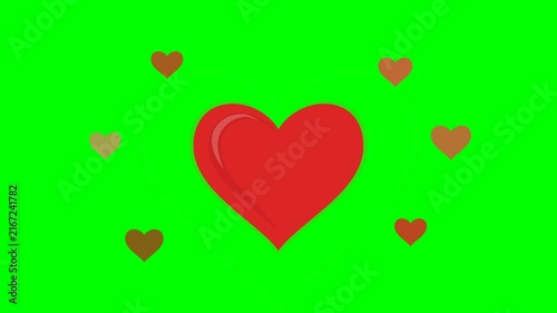 Pulsing Red Heart Shape Animation on Green Screen Background