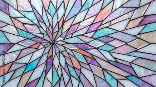 Vibrant geometric kaleidoscope pattern with colorful triangular mosaic design elements