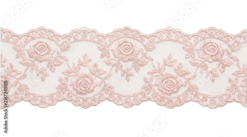 Decorative vintage pink lace ribbon trim for clothing and craft design