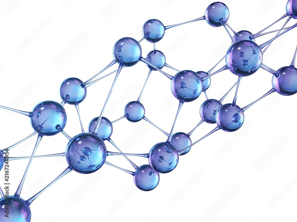 Obraz premium Complex blue molecular structure floating against a bright white background