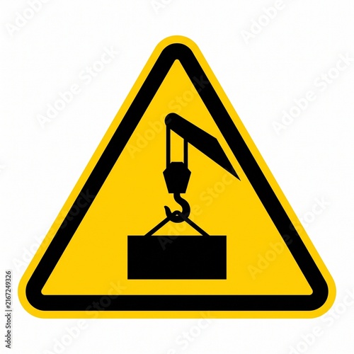 Yellow Construction Crane Hazard Warning Sign Vector Illustration