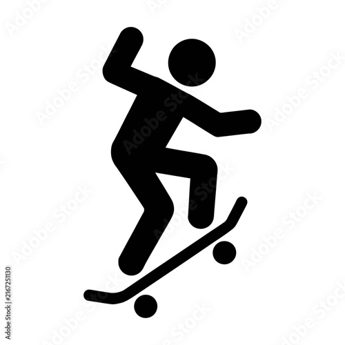 Obraz na plátně Dynamic black silhouette skateboarder jumping with skateboard vector graphic for