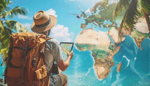 Travel company planning vacation packages digitally