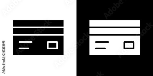 Minimal credit card icons in contrasting black and white styles, representing electronic payments, banking, online shopping, transactions, finance, and payment services.