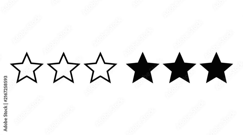 Fototapeta premium Vector illustration of star rating review icon set on a transparent background