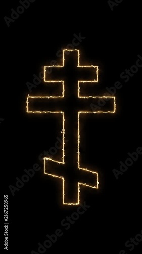 Orthodox cross, motion 4k video with alpha channel