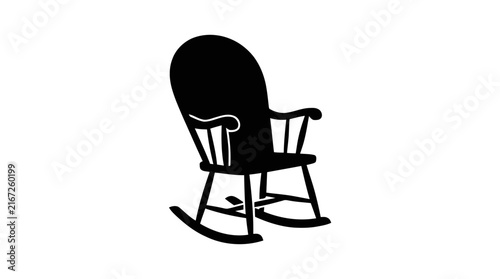 Vector illustration of classic wooden rocking chair silhouette on a transparent background