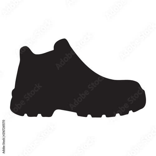 Safety shoe silhouette icon vector flat design.
