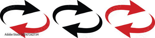 Set of curved arrow icons representing rotation repeat reload actions