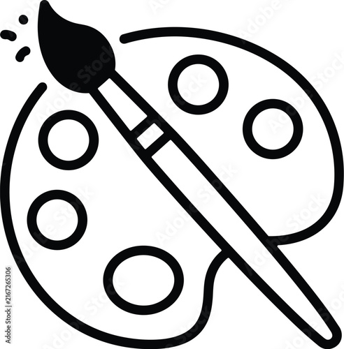 Artistic paint palette icon, painter brush vector, creative symbol