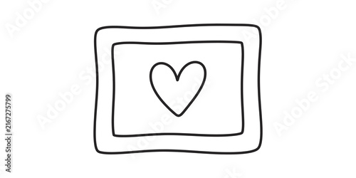 Quadro su tela Simple drawing of a heart inside a frame for love and affection.