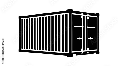 Vector illustration of shipping container icon on a transparent background