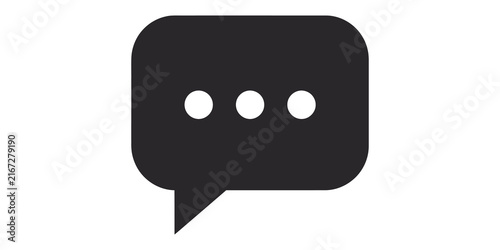 Canvastavla Black speech bubble icon with three dots representing typing and communication status for messaging apps