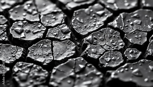 The image features a close up view of multiple pieces of cracked, dark chocolate arranged in a cluster