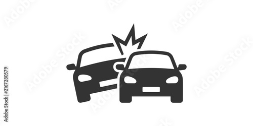 Obraz na płótnie Car accident icon depicting head on vehicle collision for insurance and safety awareness