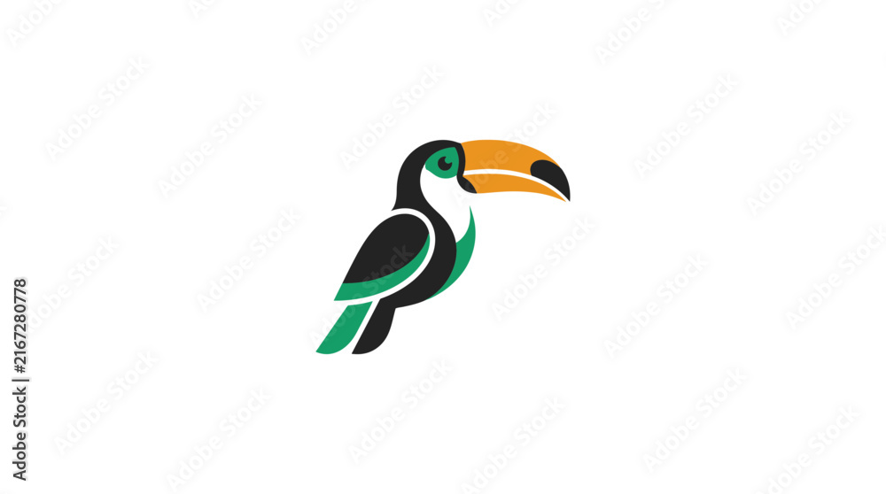 Naklejka premium Colorful full body toucan logo