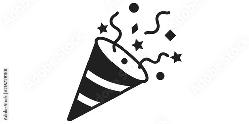 Canvastavla Confetti popper icon with stars and streamers for celebration and festive occasions