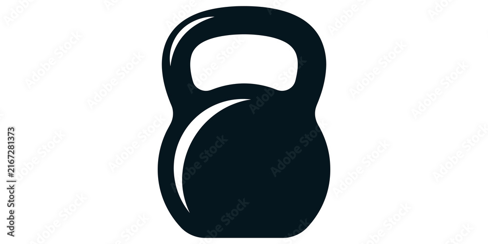 Fototapeta premium Black kettlebell workout icon isolated on transparent background for fitness and strength training graphics.