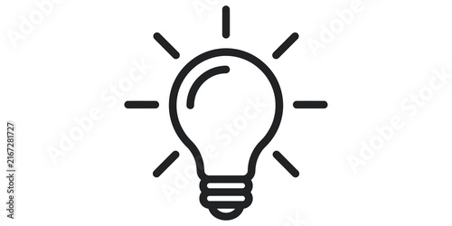 Glowing light bulb line icon representing creative ideas and innovation.