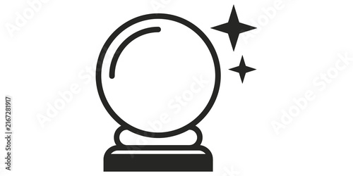 Fotografie Empty crystal ball with stars for prediction and magic.
