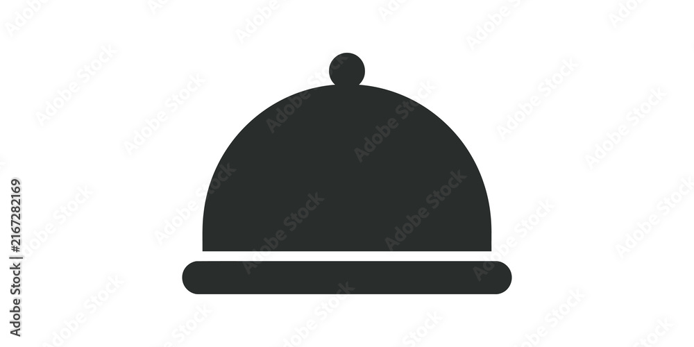 Fototapeta premium Black restaurant cloche icon representing food service and dining hospitality concepts.