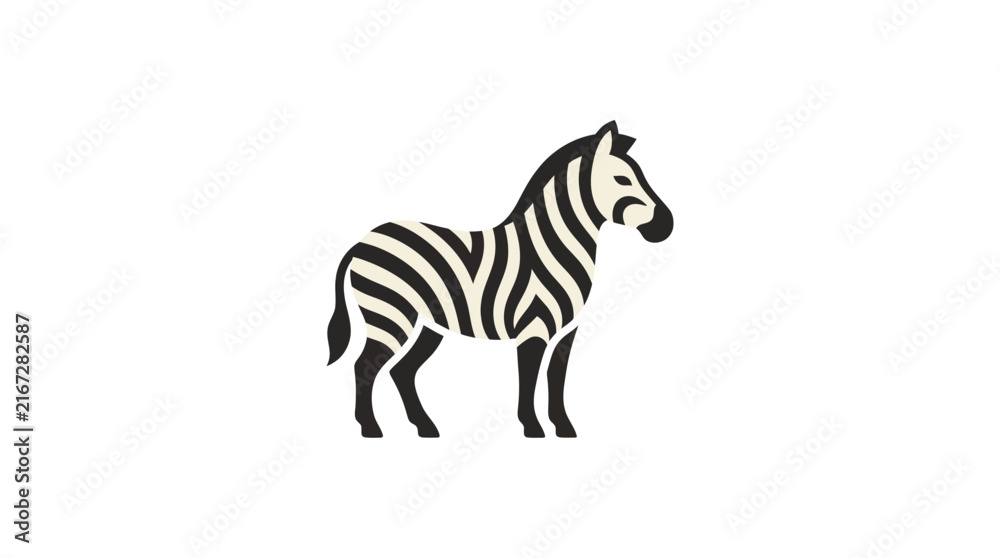Naklejka premium Detailed zebra illustration for wildlife theme logo.