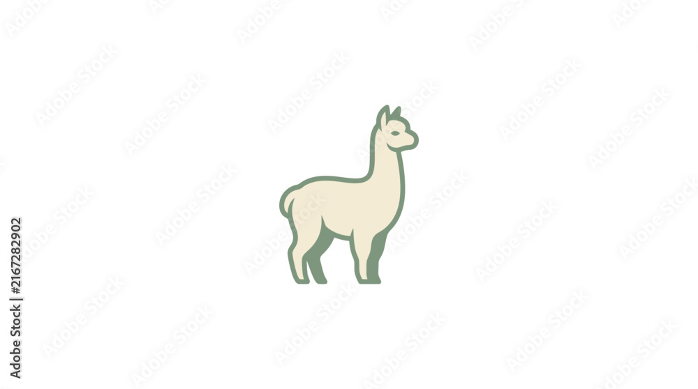 Naklejka premium Flat design standing alpaca animal icon.