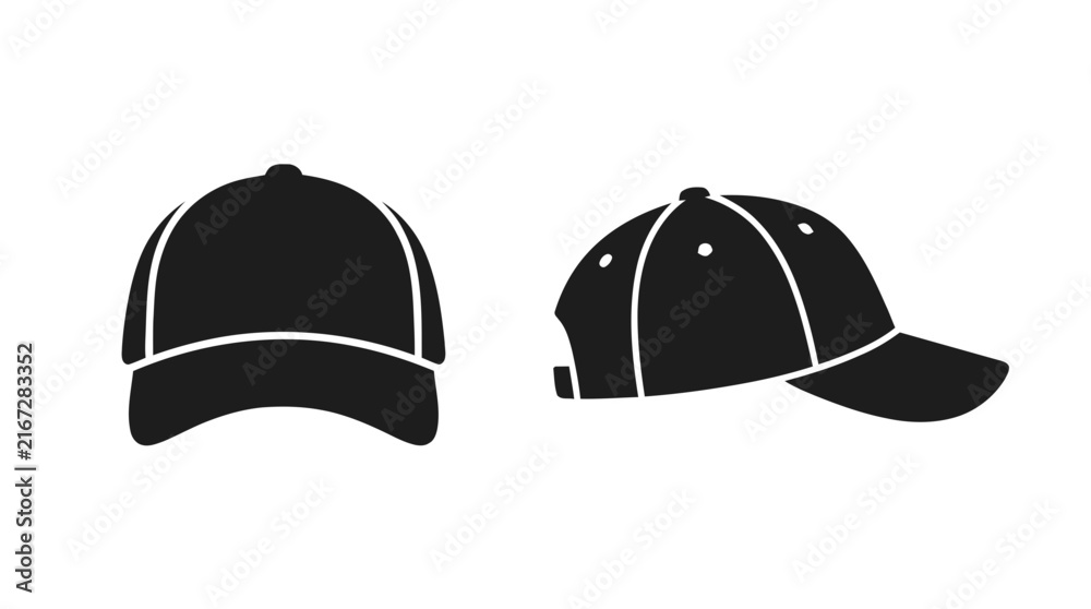 Fototapeta premium Vector illustration of baseball cap icon silhouette on a transparent background