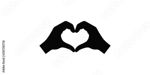 Foto Heart shape hands icon black design for love charity and human emotion