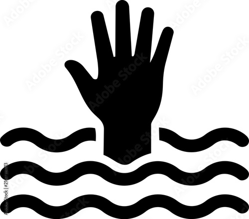 Drowning hand water rescue icon