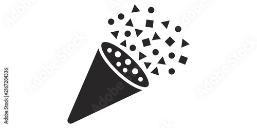 Foto Confetti popper black icon for celebration and party events.