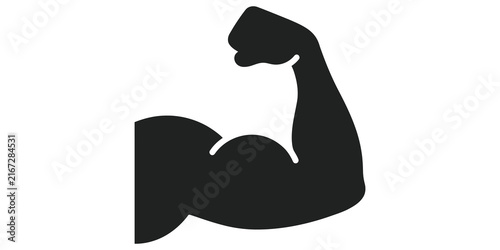 Fotografie Strong bicep muscle silhouette icon vector for fitness exercise designs